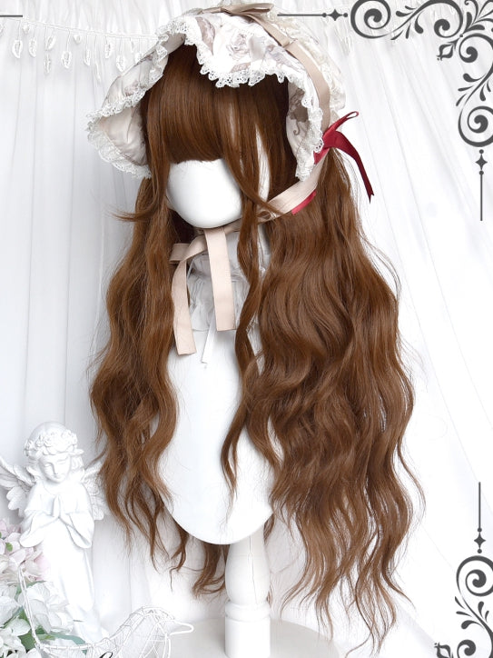 Wavy Full Long Bangs 62cm Brown Wigs With
