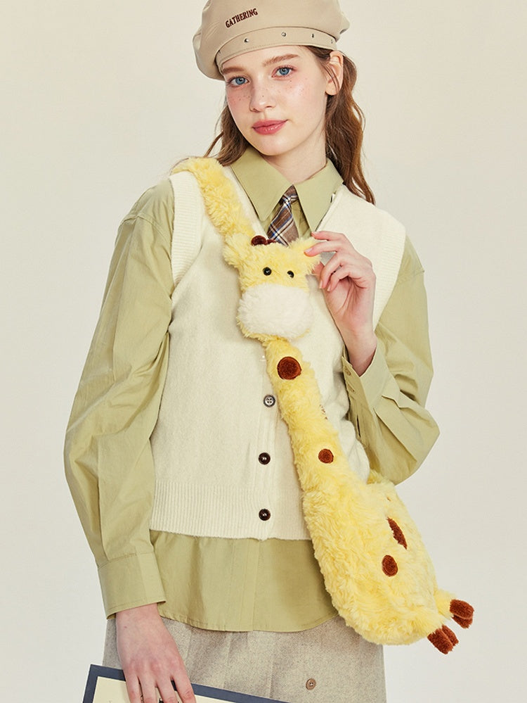 Crossbody Bag Plush Yellow Giraffe