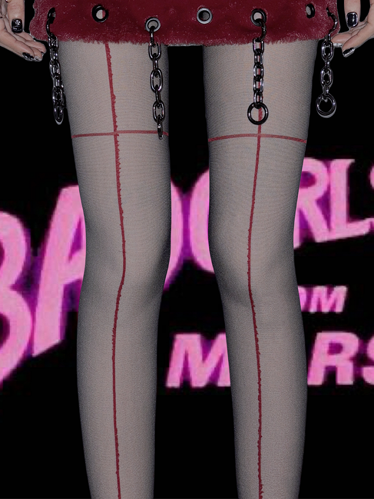 Semi-sheer Stockings Black Y2K