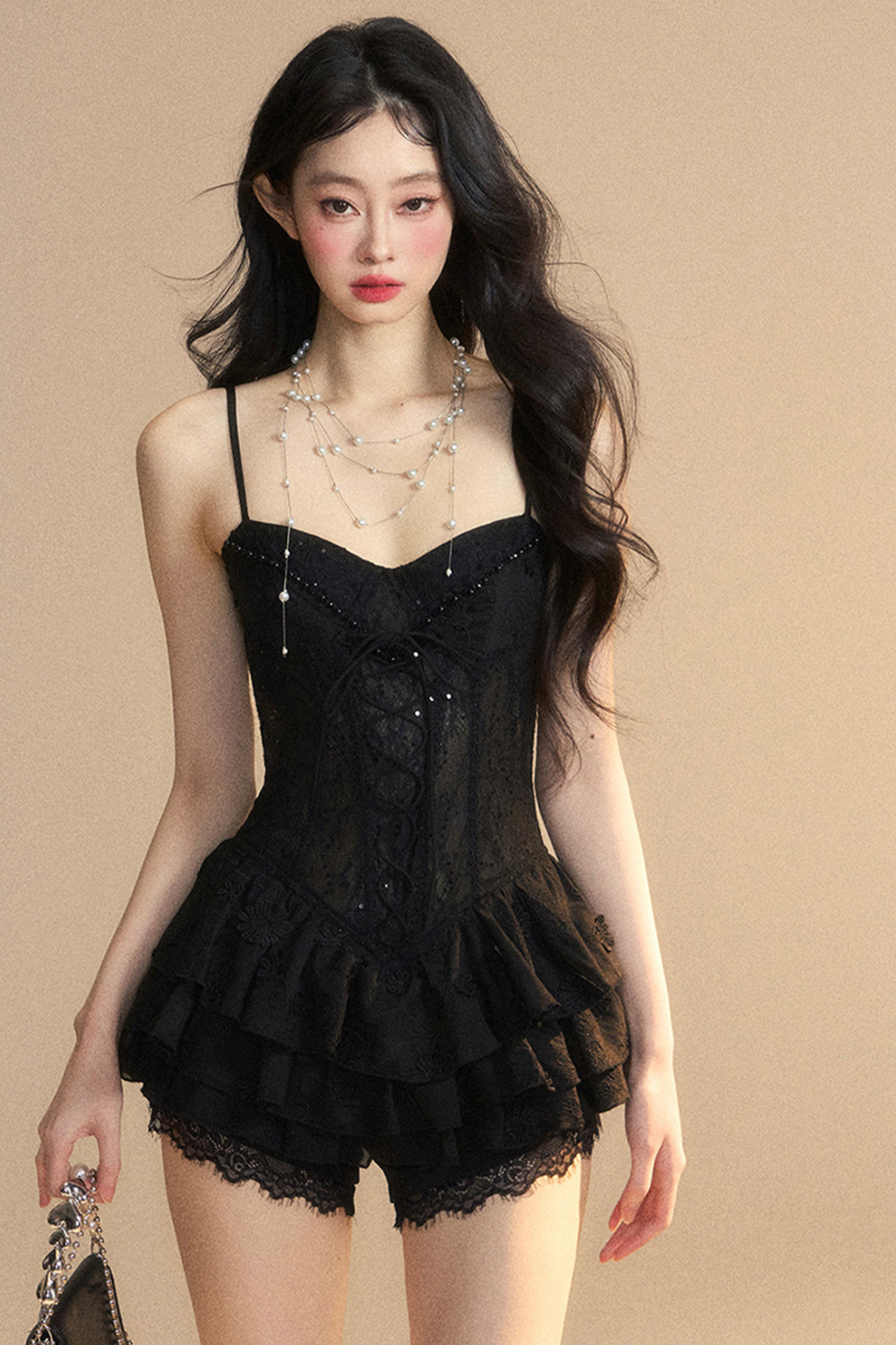 One-Shoulder French Cami Lace Dress Soul