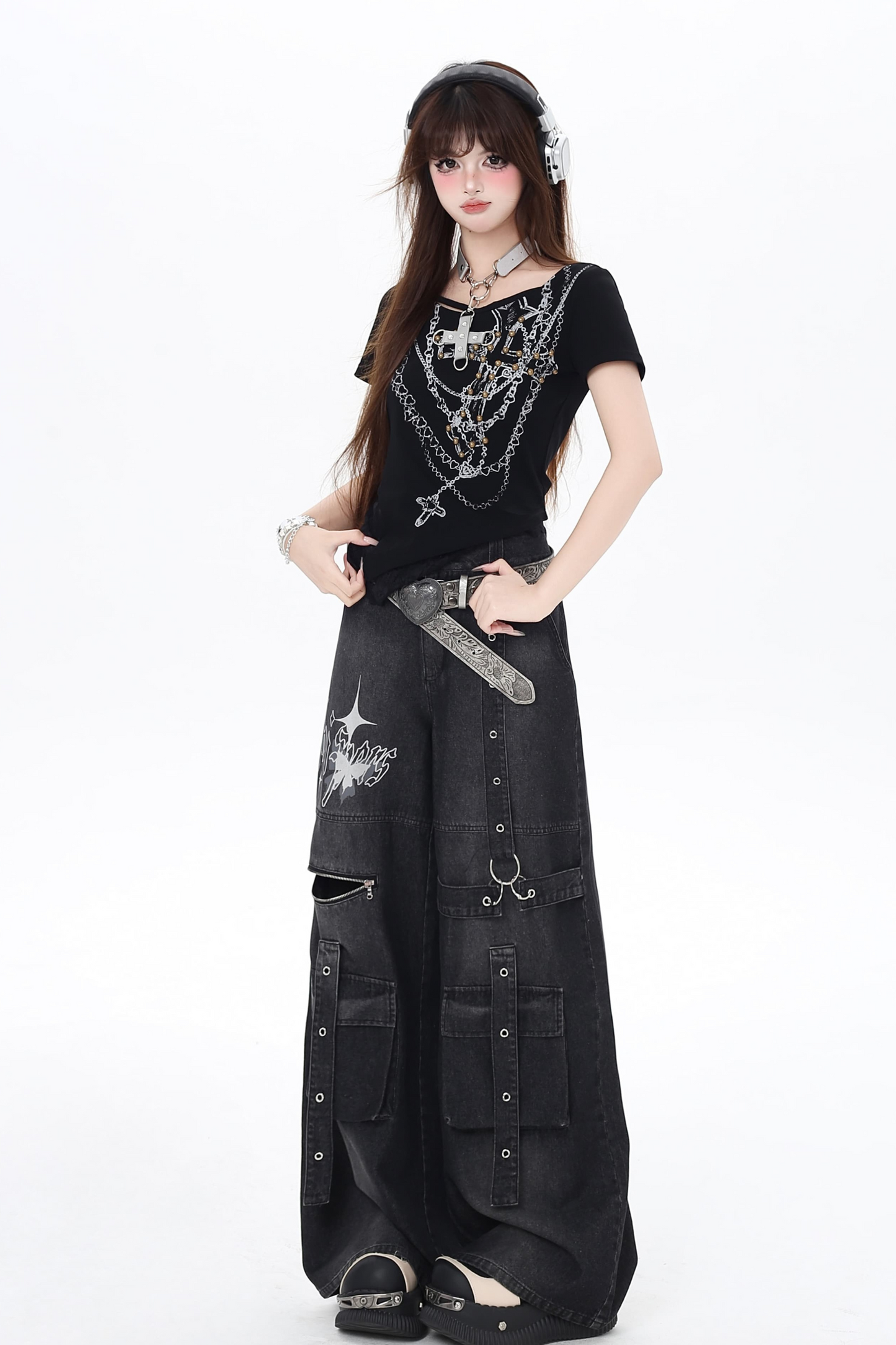 Tops Dark Crop Chic Hollow