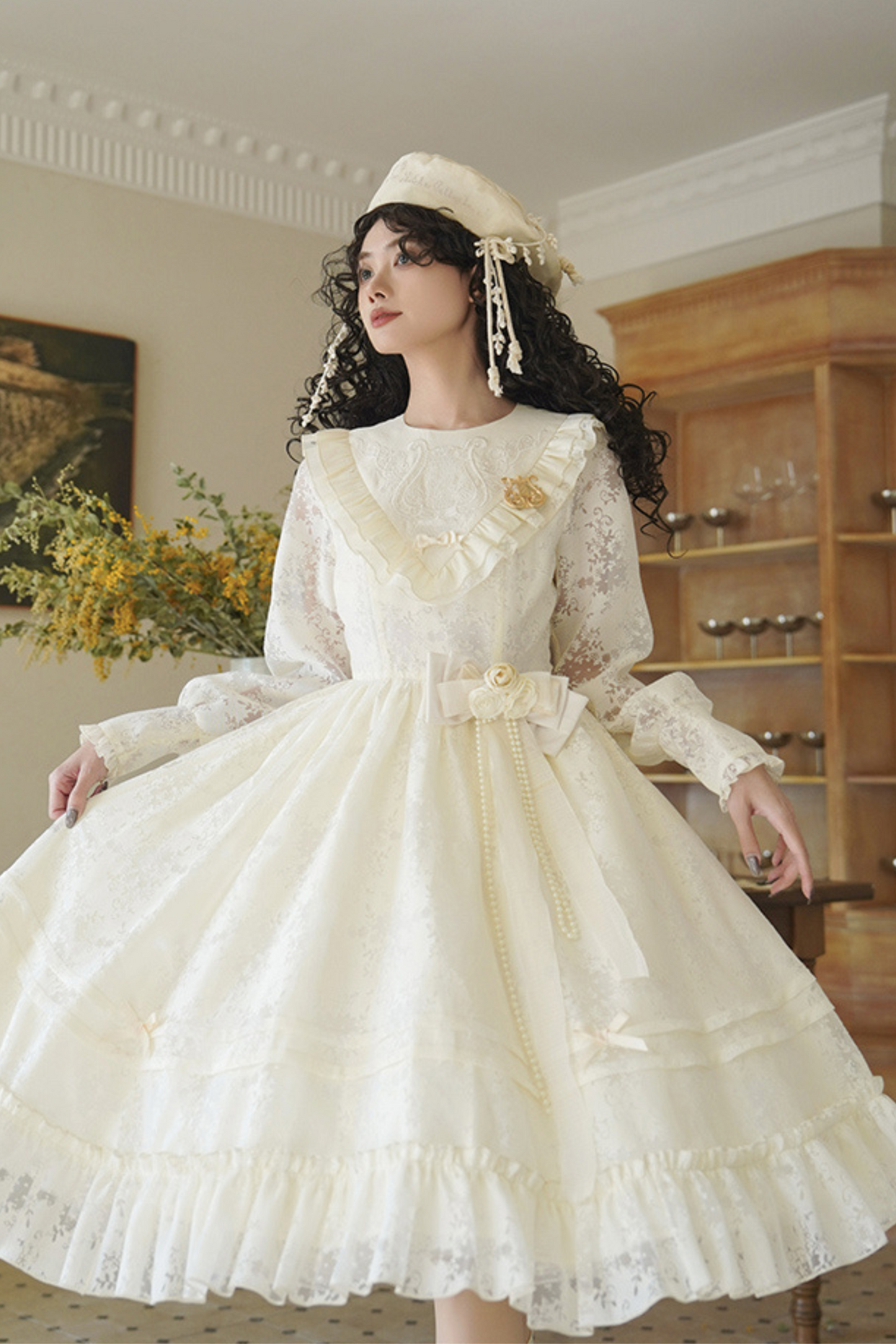 Schal Weißes Kleid Lolita Spitze Sweet Cracolor +