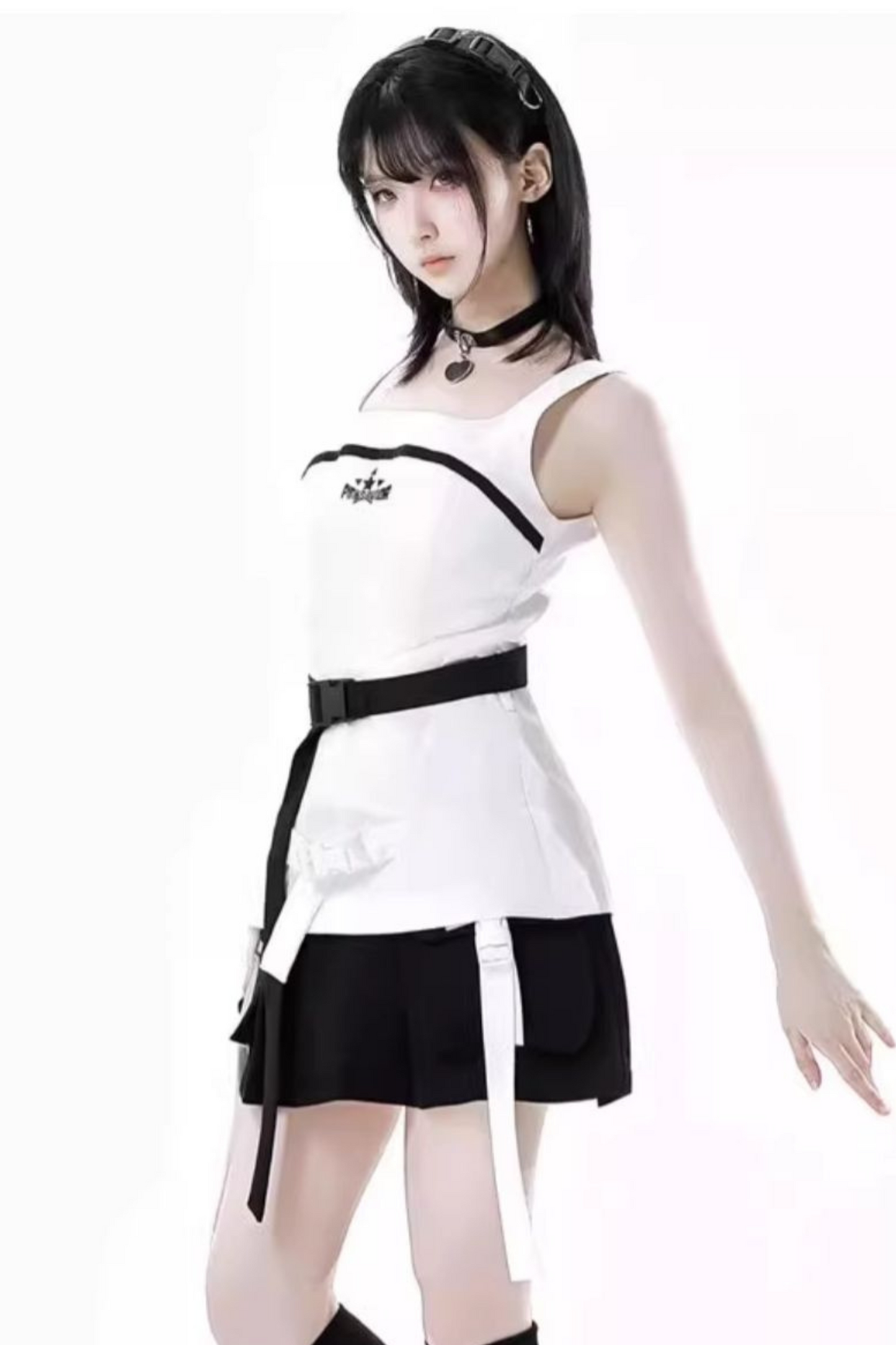 + camisole leg skirt Mode warmers cyber top