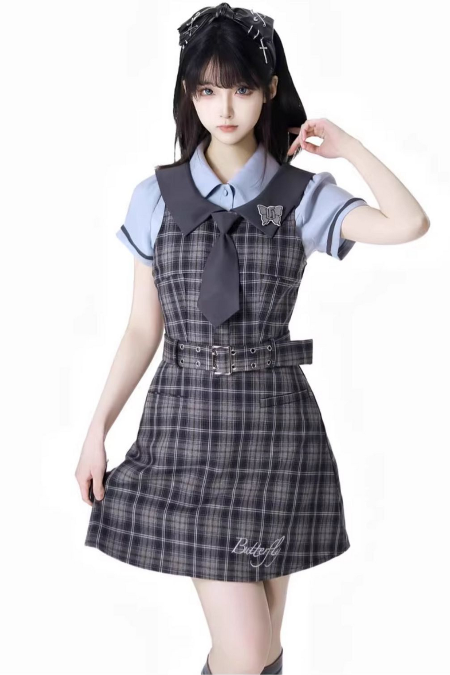 + College short suspender dress bshirt skirt