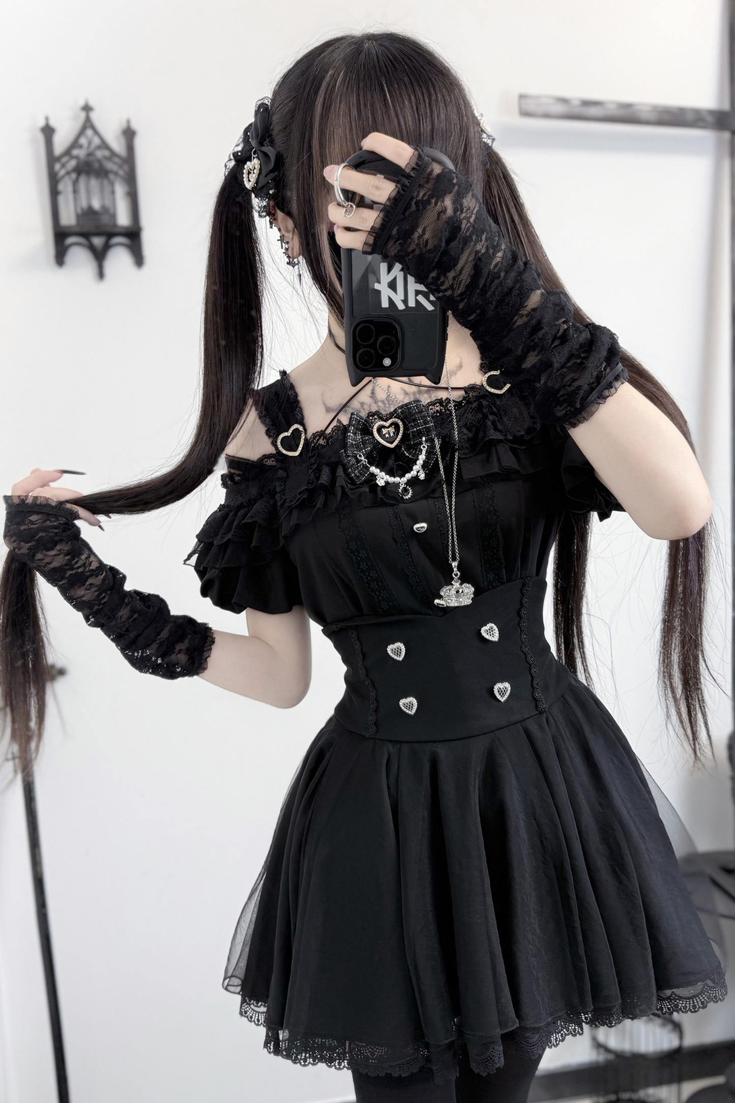 Off-the-shoulder Mine Flared + Skirt Ribbon Reservations Top