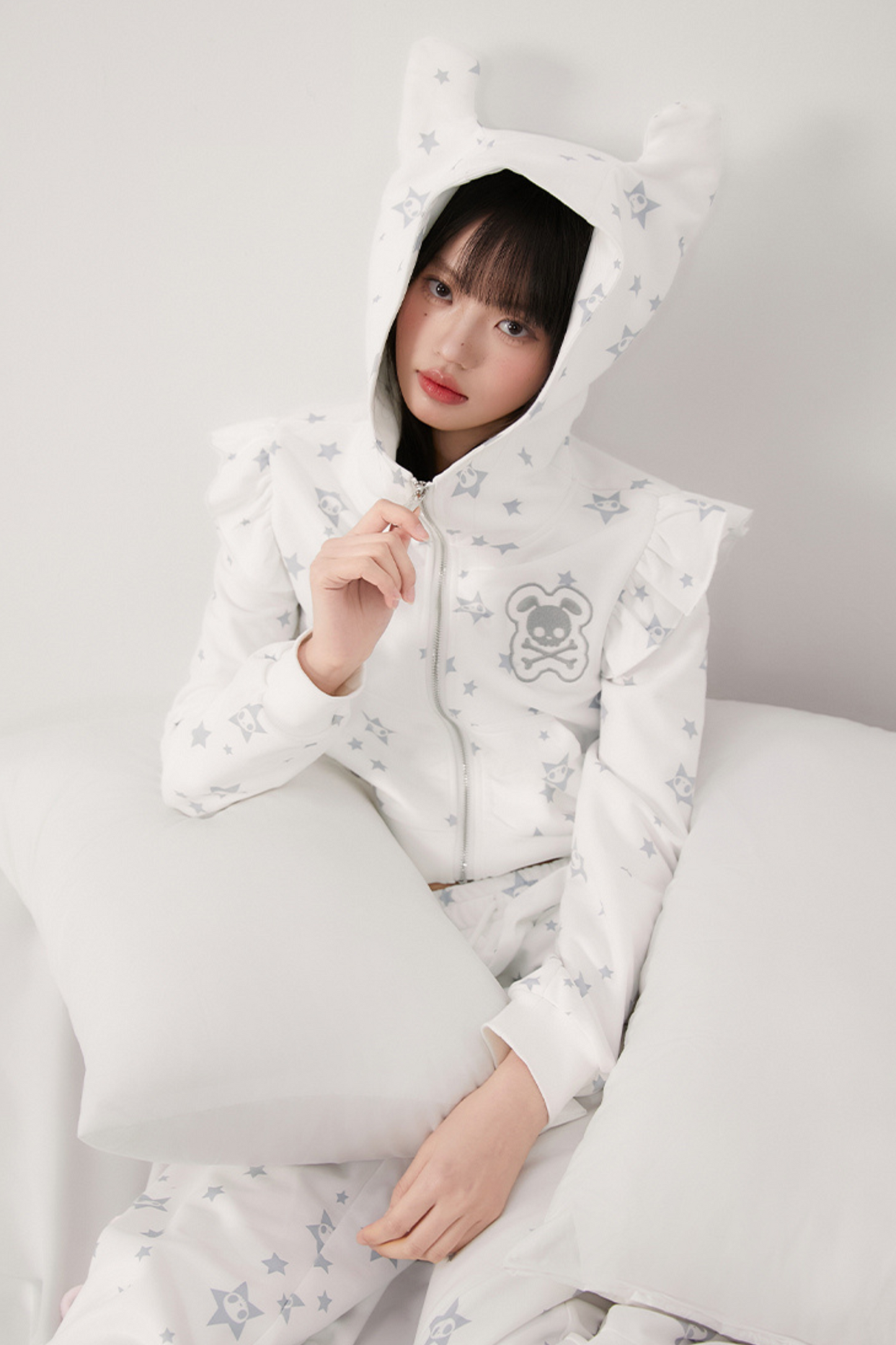 Hoodie Animal Ruffle Pants Loose Ear Hooded +