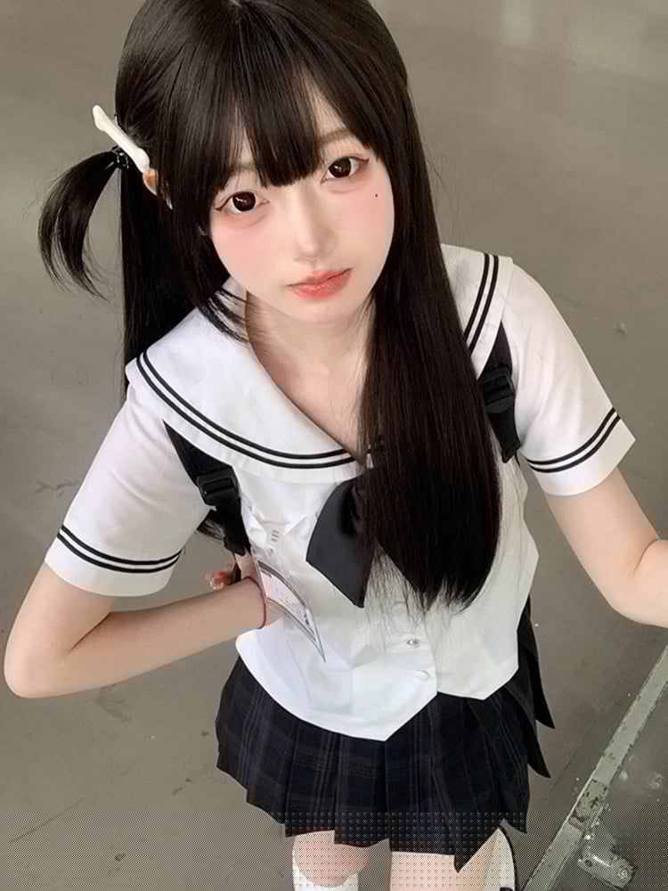 制服柄 42CM スカート チェック柄 ブラック JK プリーツ