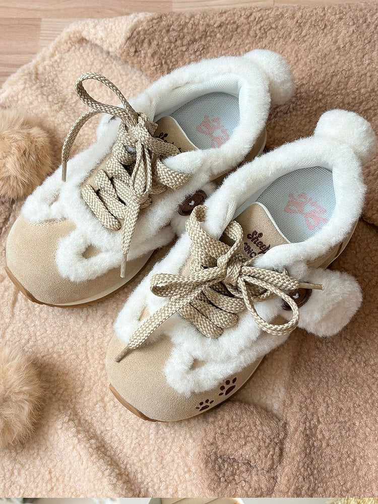 for Lolita with Stitching Dog Khaki Shoes Paw