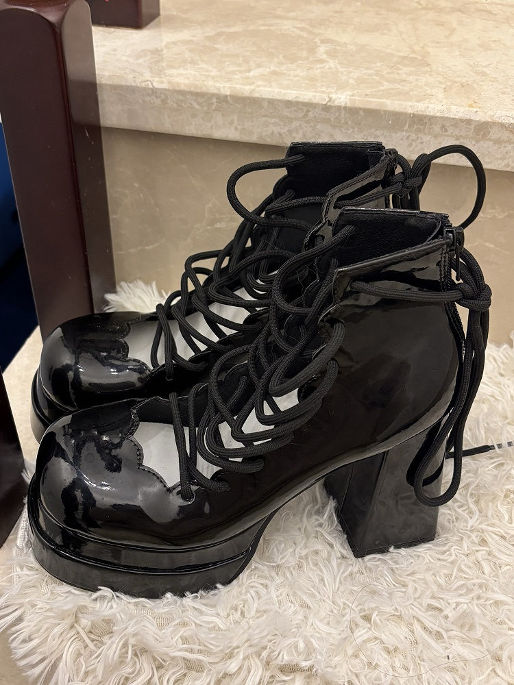 Black Heels Gothic Wraparound Lolita High Ankle Straps
