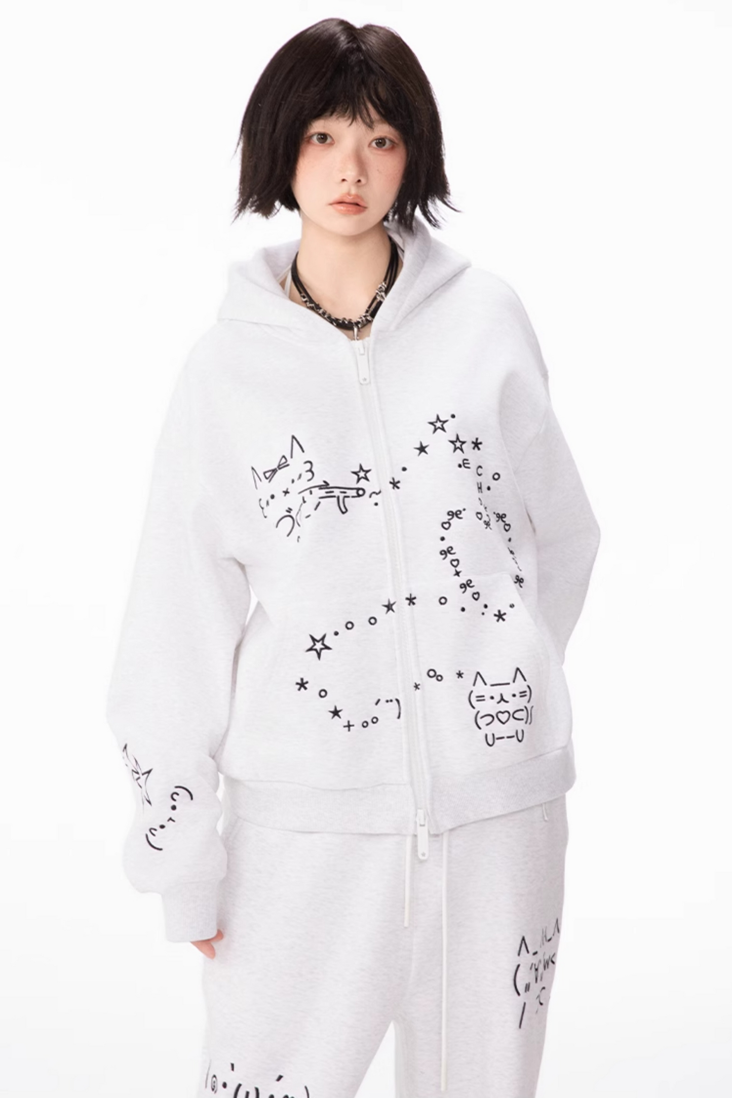 Computer Leg + Straight Hooded Sweatpants Boa Hoodie