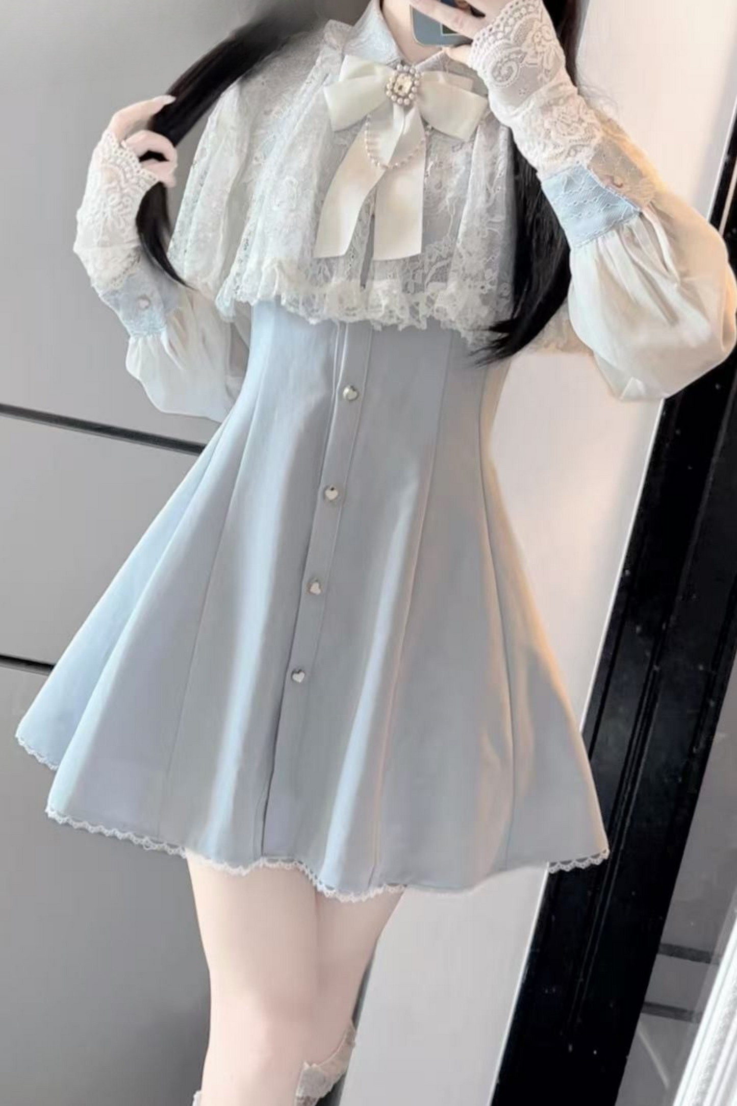 Design Kleid Massenproduktion Mine Kragen Spitze
