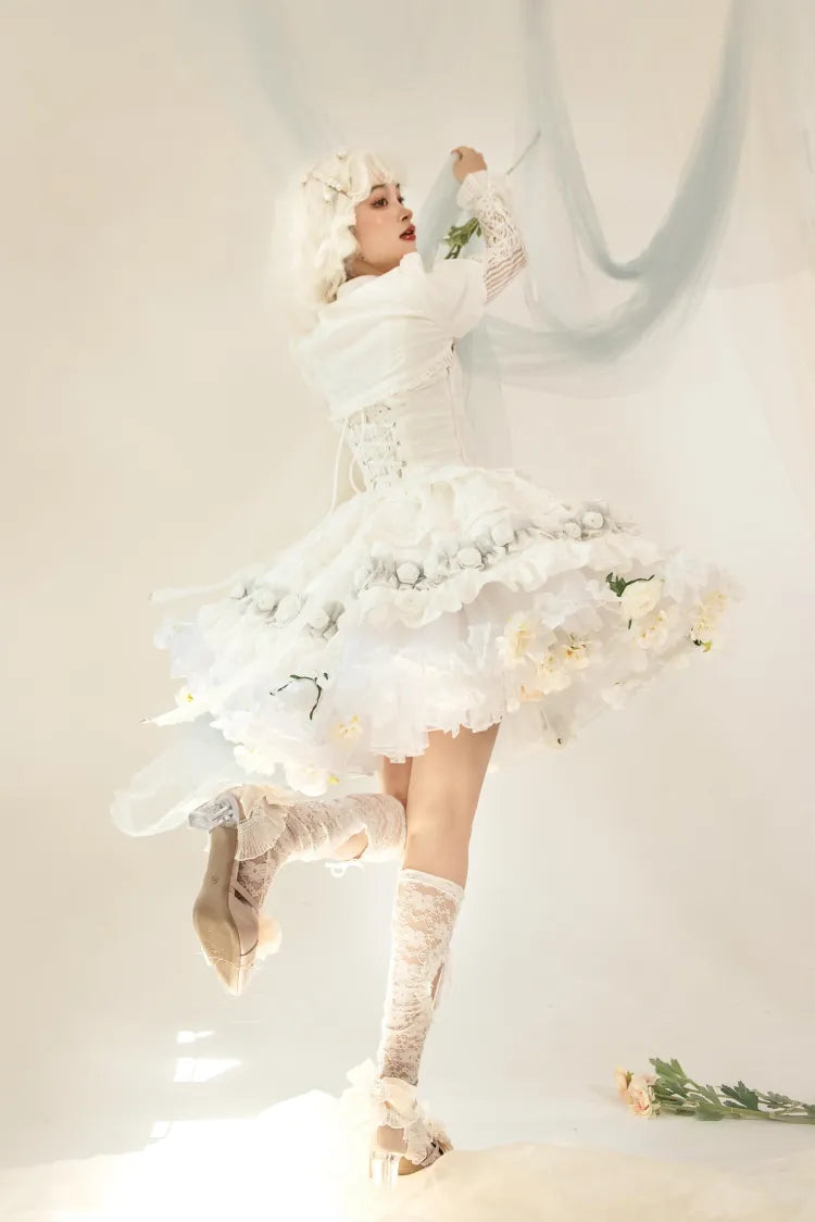 Frühlingsernte Länge Floral 35cm/45cm WeißWeiß- Petticoat