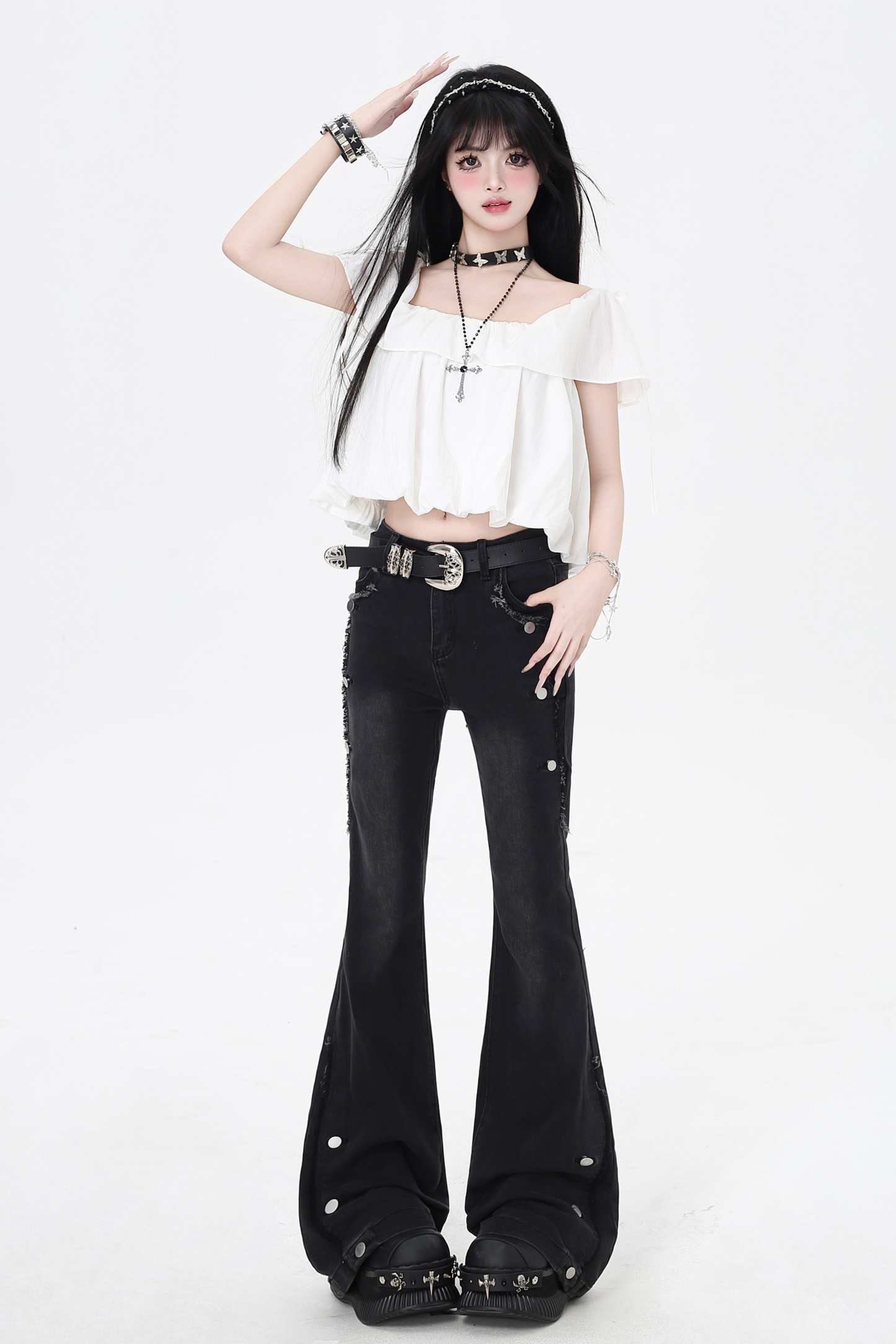 Flared Jeans Waist High Micro Slim Vintage