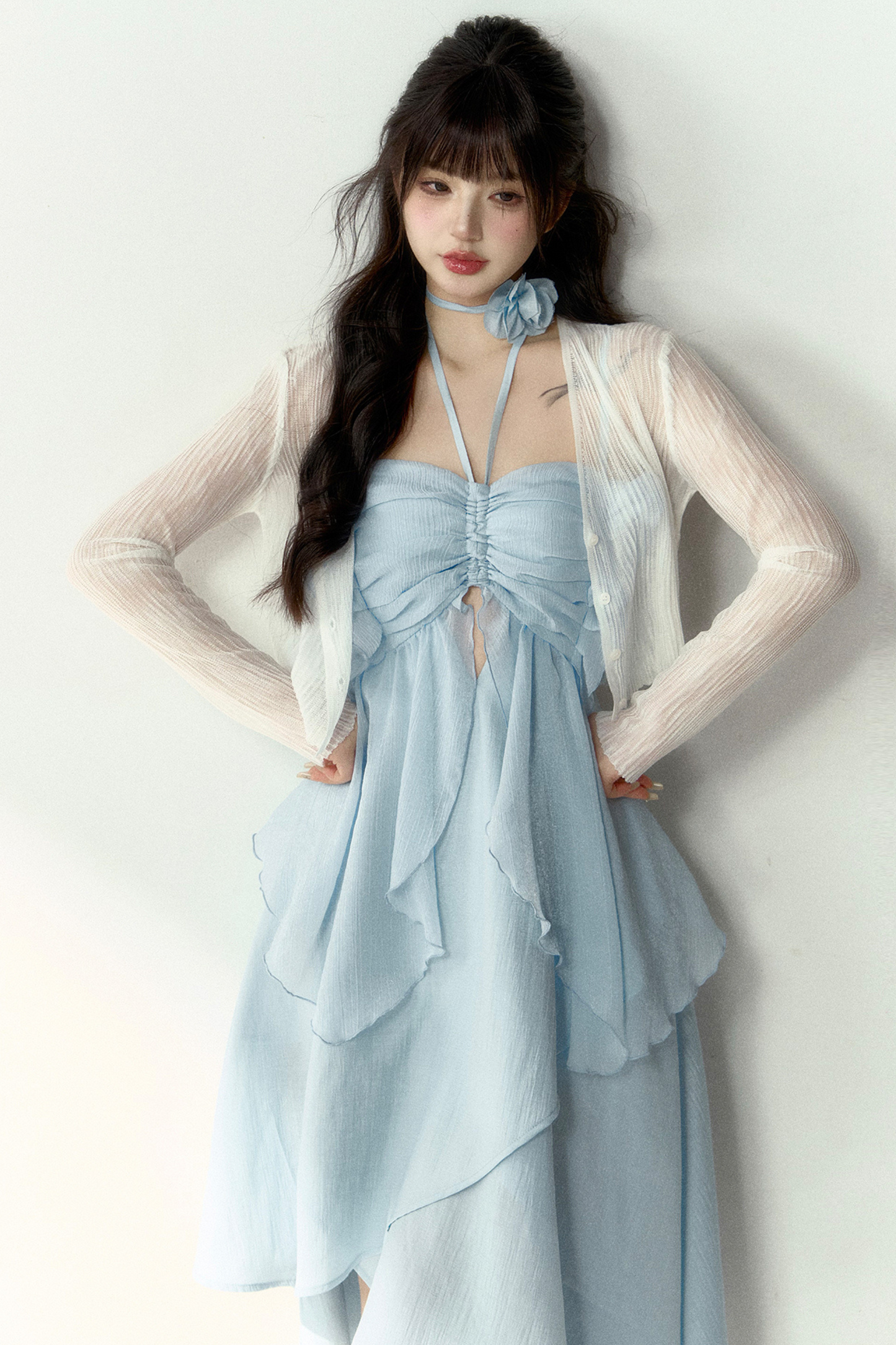Wind Neck French + Seaside Kleid Neckholder Blume
