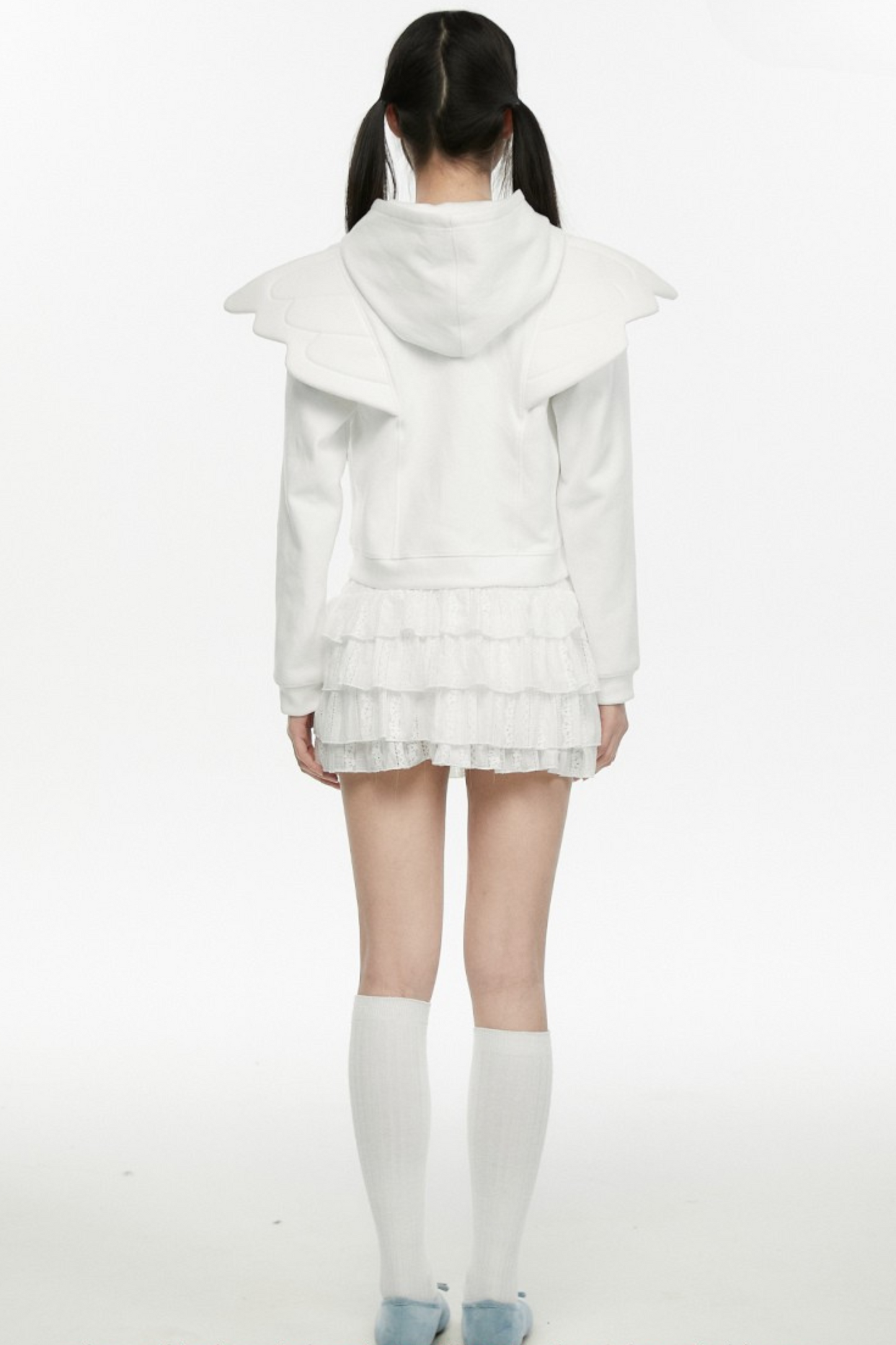 Angel White Wings Short Hoodie Hooded
