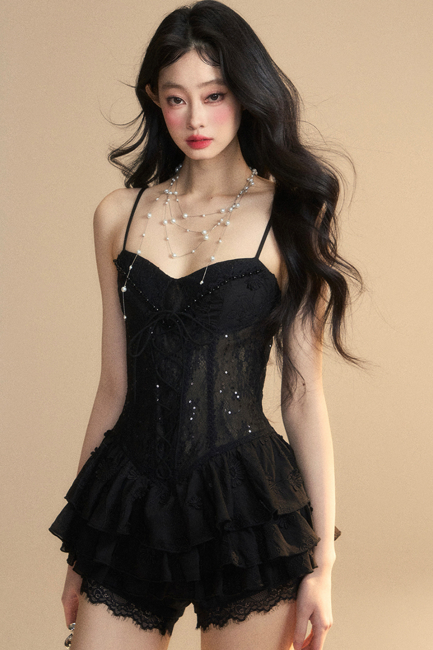 One-Shoulder French Cami Lace Dress Soul