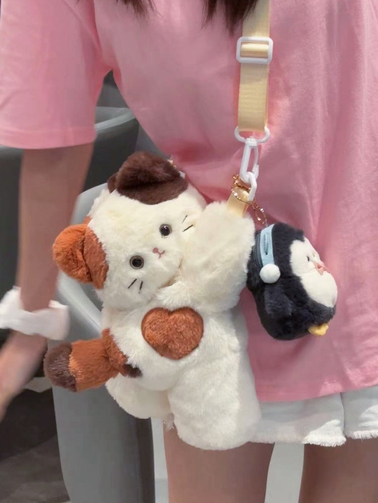 Cute Kitty White Plush Backpack/Crossbody