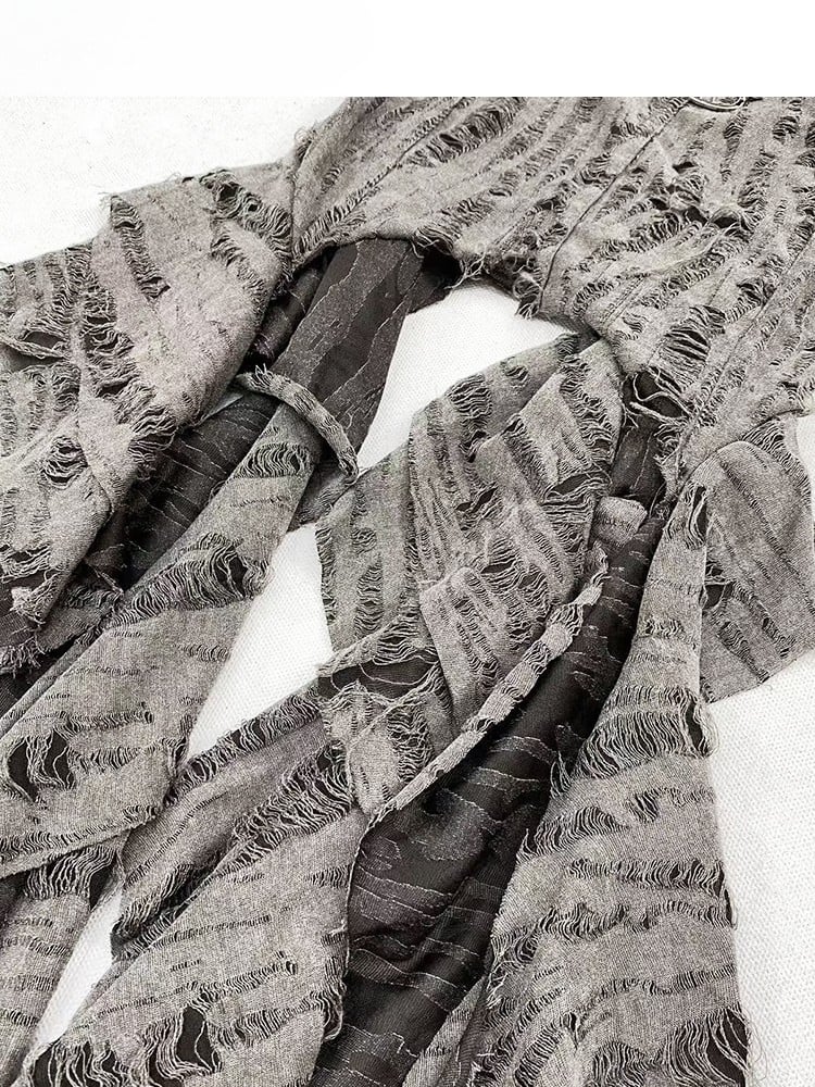 Punk Accents Ruffle Top Distressed Detail Wasteland Cascading Cami Gray