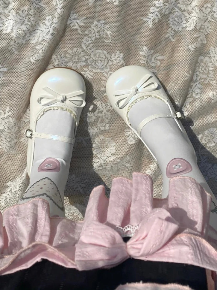 Flache weiße Schuhe Mary in Round Jane Sweet - Lolita