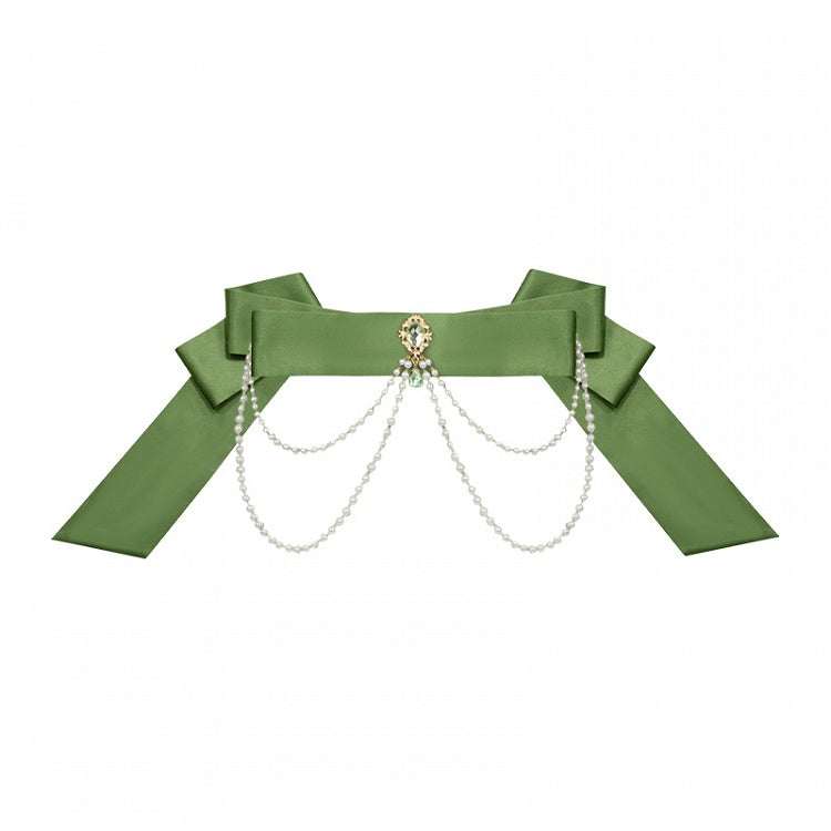 Belt Chain Green Waist Bead Decorated