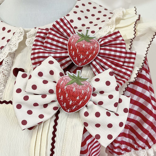 Strawberry Hairclips Bowknot Patch Embroidery