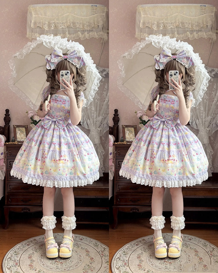 Cherry and Ice Cream Purple Summer Sweet Lolita Dress