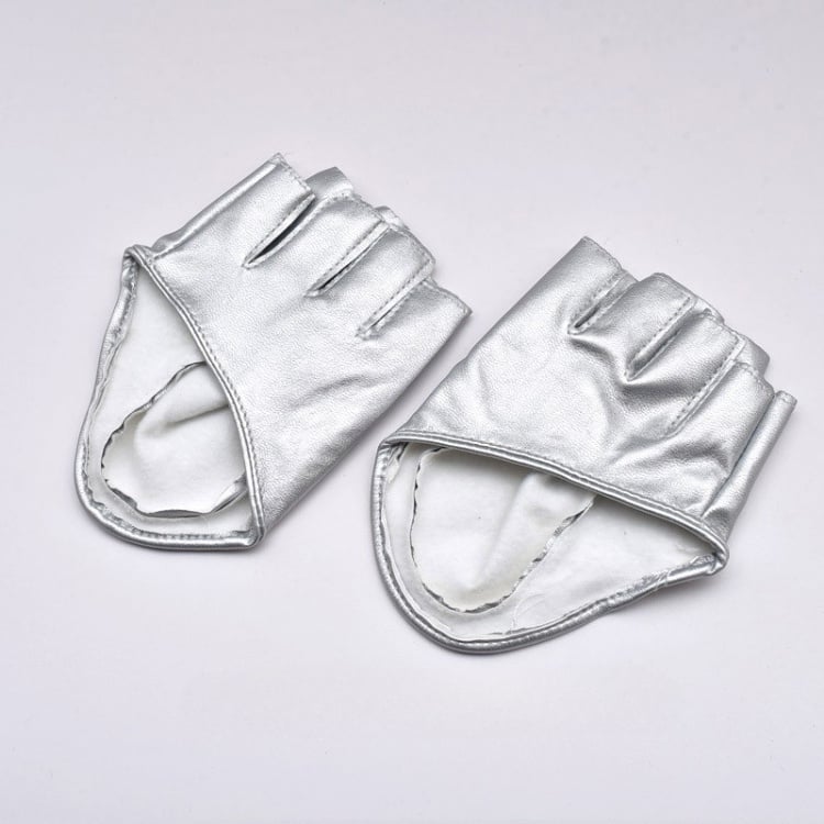 Cyberpunk Silberne futuristische Halbfingerhandschuhe