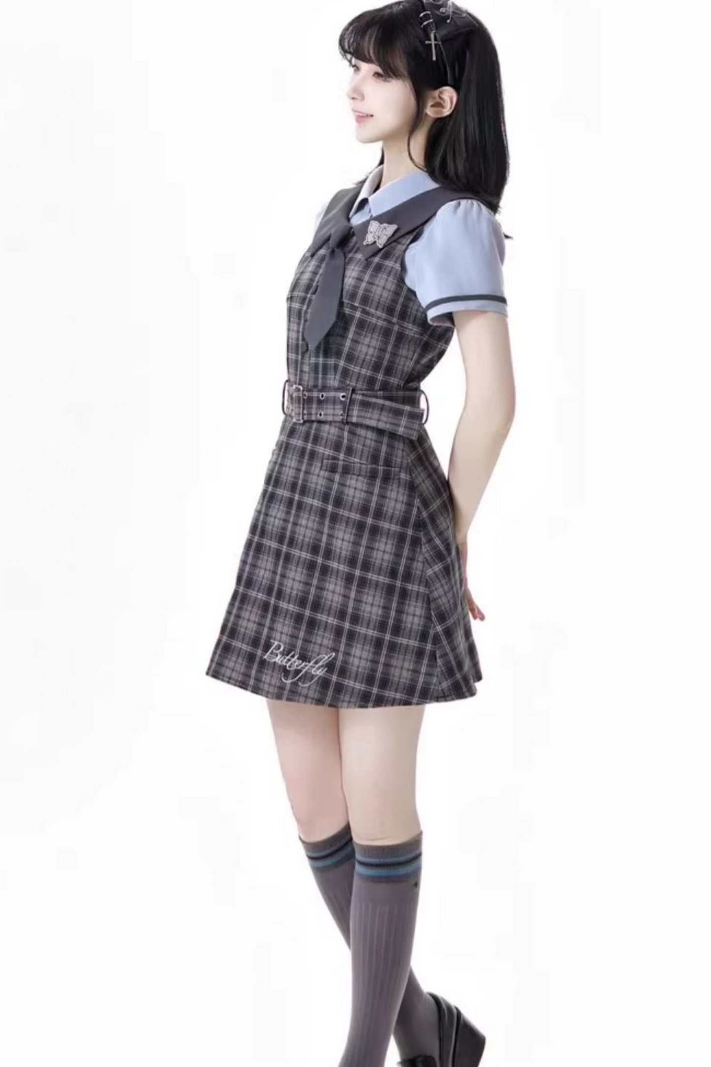 + College short suspender dress bshirt skirt