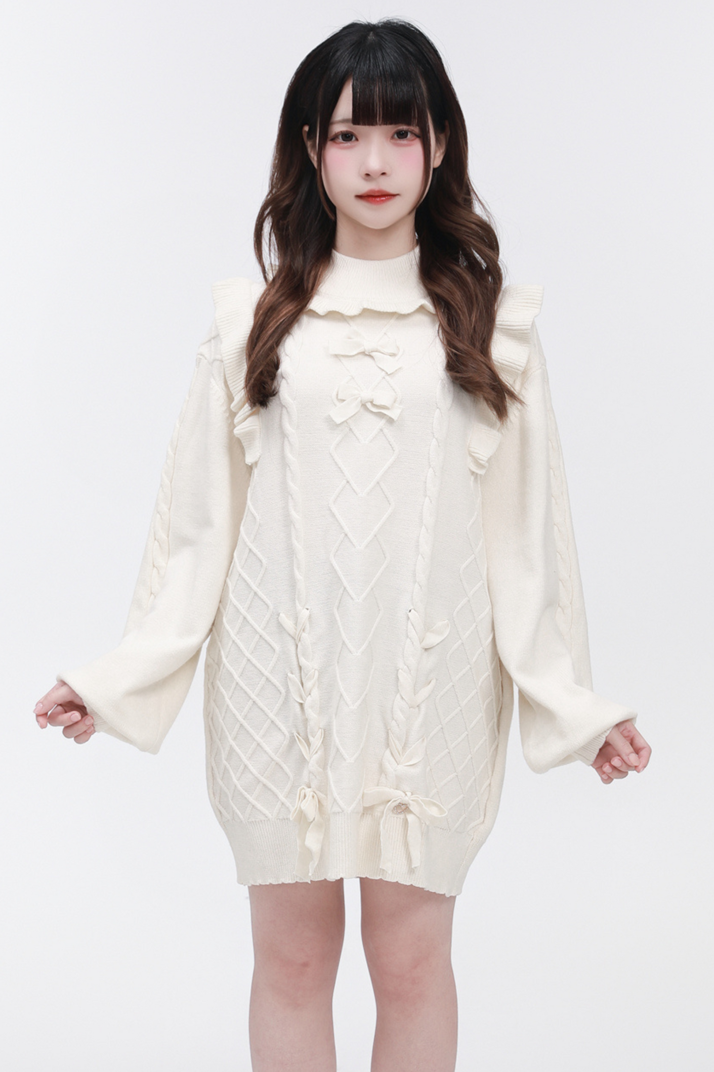 Sweater Dress Sleeve Flying Neck High