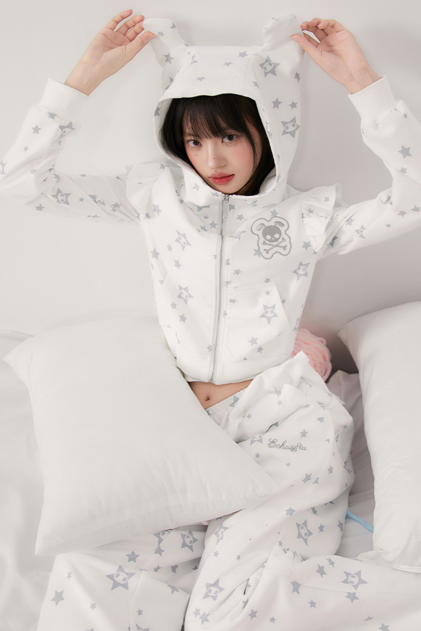 Hoodie Animal Ruffle Pants Loose Ear Hooded +