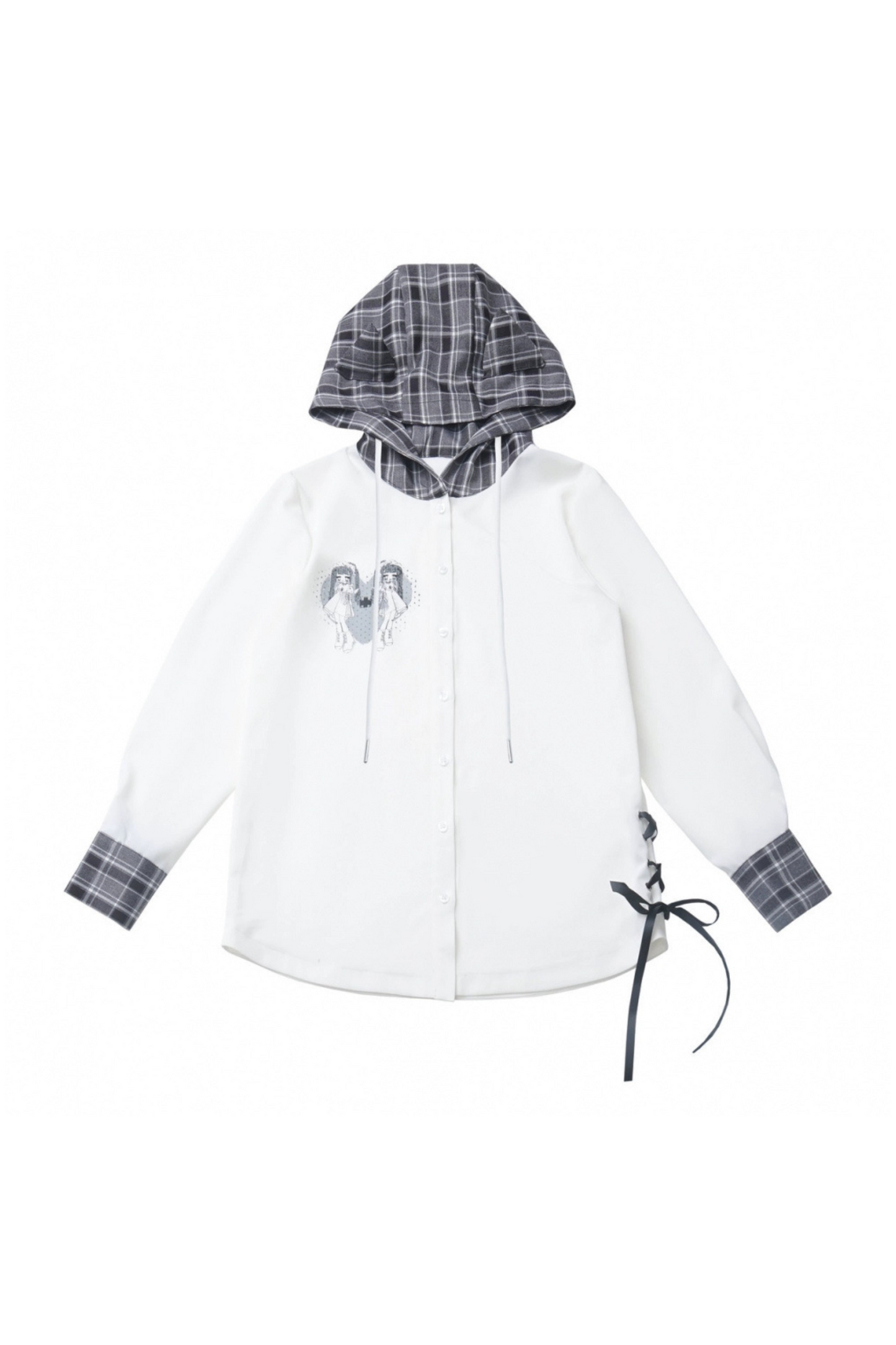 + Half Check Hooded Top Pants Shirt