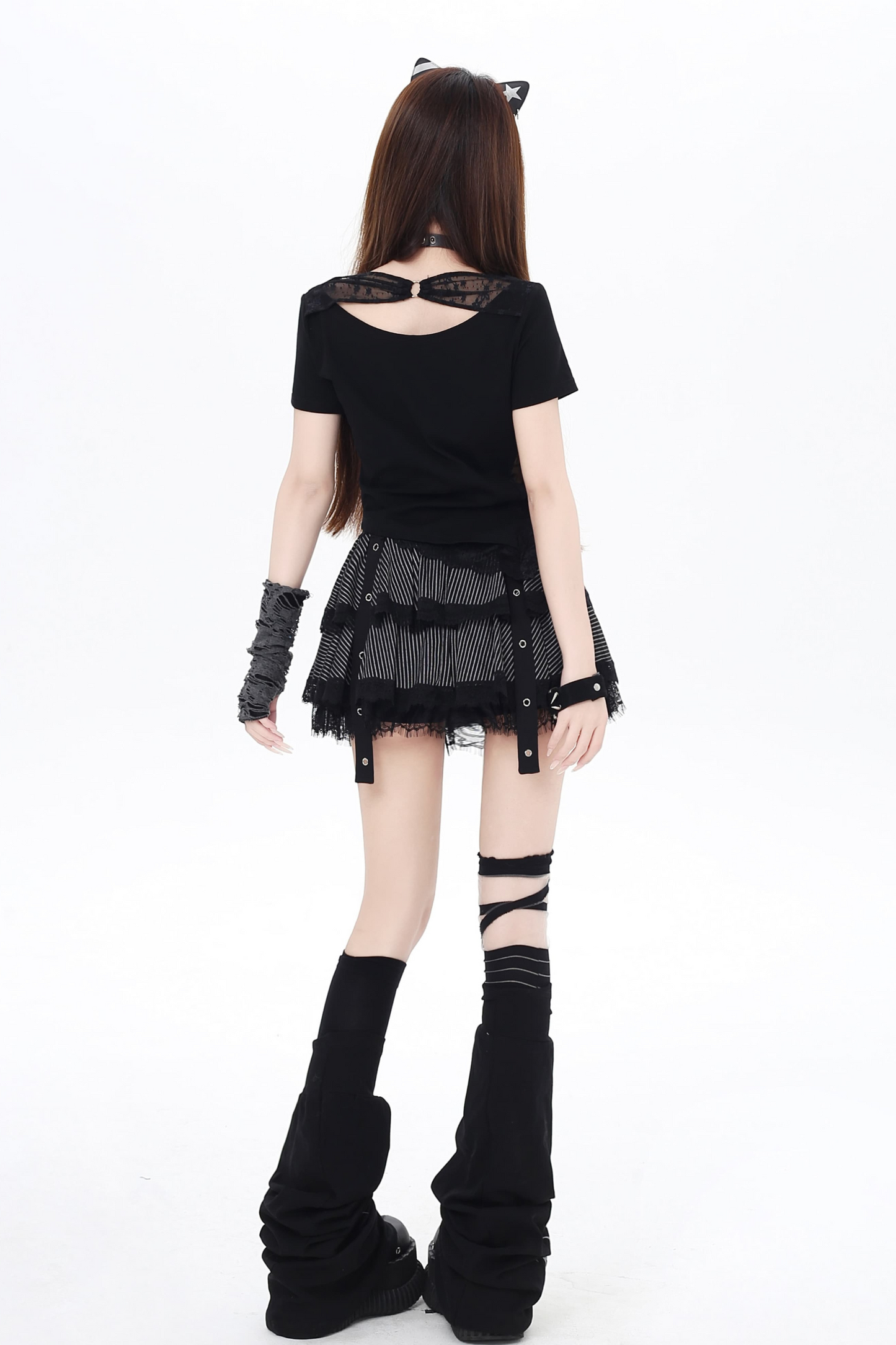Tops Dark Crop Chic Hollow