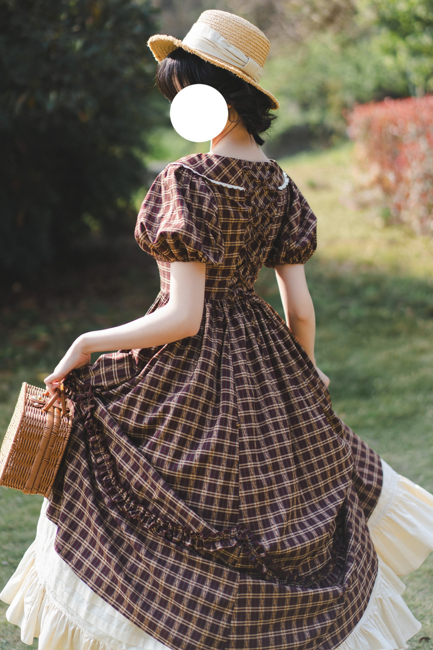 Check Retro Word Lolita Petticoat Dress Forest +