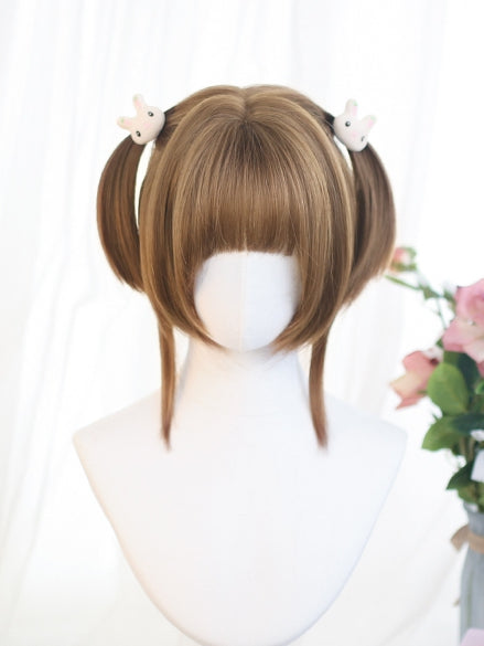 Brown Wigs With 25-30cm Short Bangs