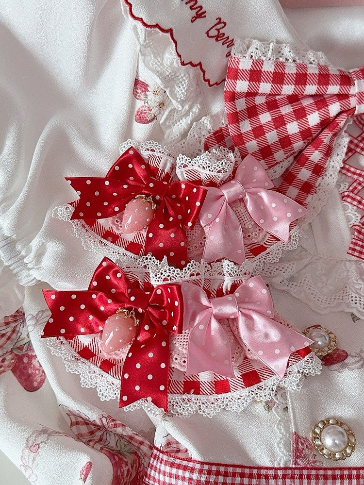 Pattern 3 Trim Details Color Charm Plaid Wrist Strawberry Bowknot Polka-dot Options Lace Cuffs