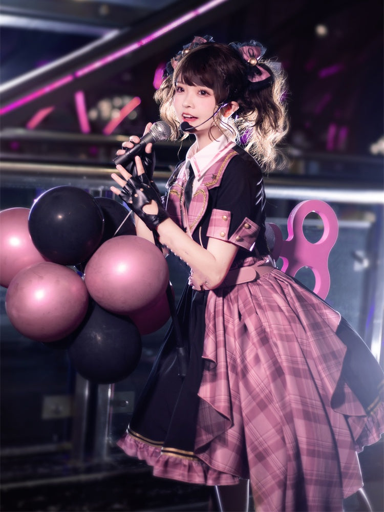 Idol Lolita Pink Plaid Train Buckle Belt