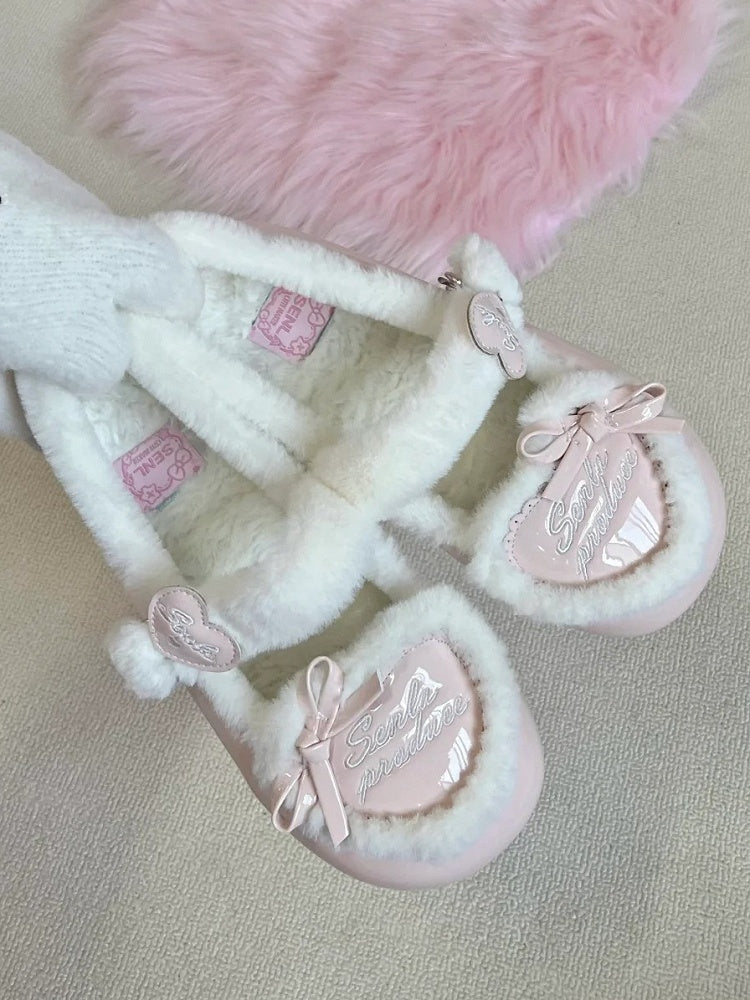 Top Heart Pink Sweet Cozy Fleece Lining at Lolita Flats