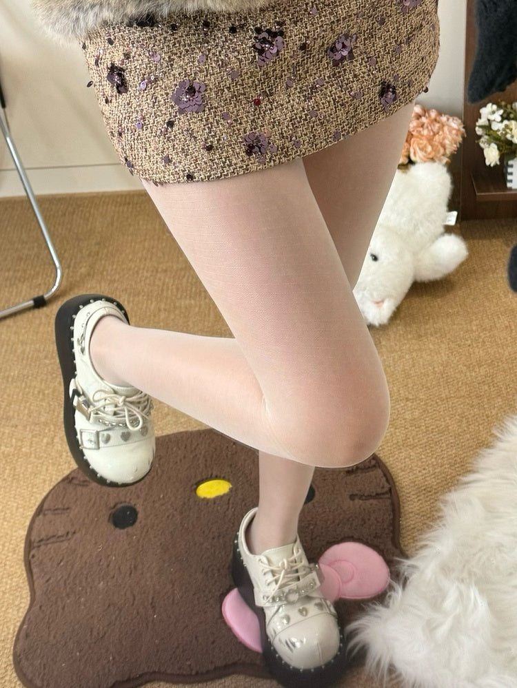 Black/Gray/White Pattern Striped Tights