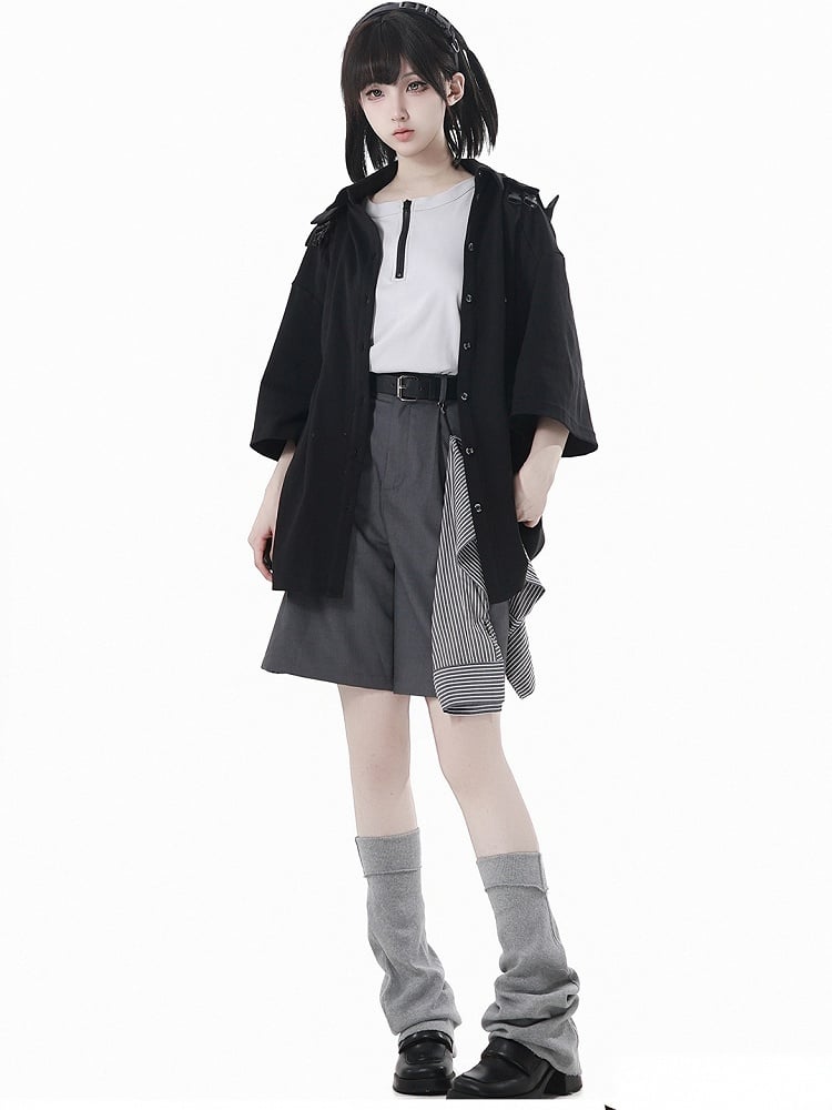 Neckline Techwear Tank Top Apricot Zipper