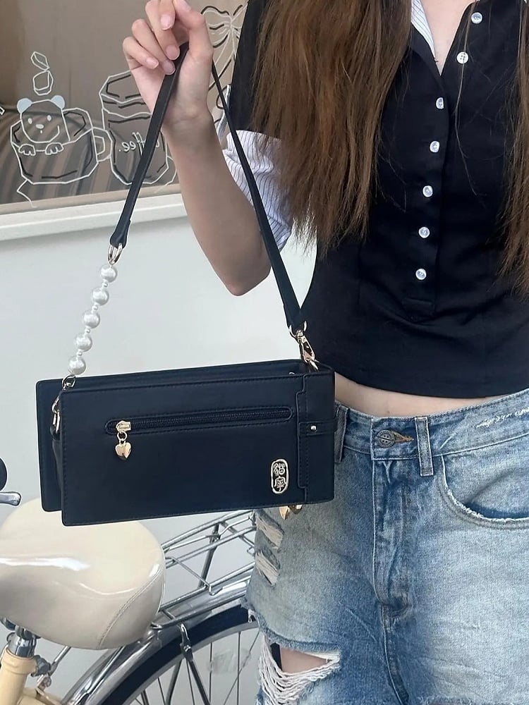 Style Bag Pattern Accent Black Bow Ita Floral PU Cheongsam Fringe With