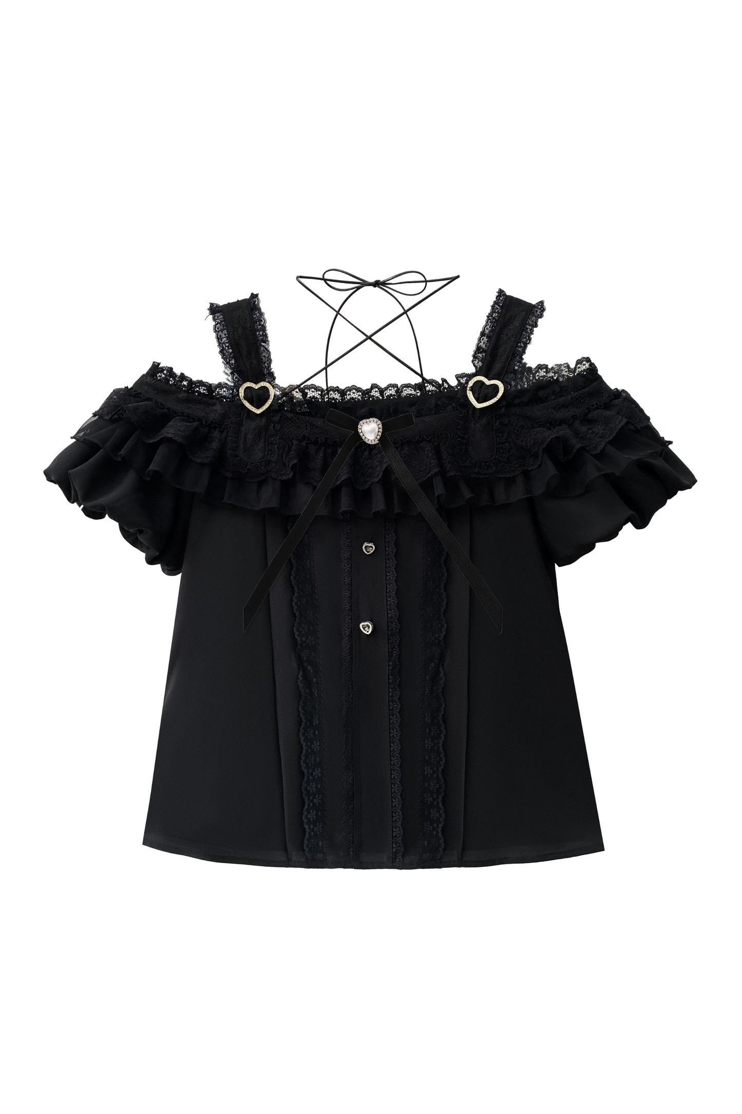 Off-the-shoulder Mine Flared + Skirt Ribbon Reservations Top