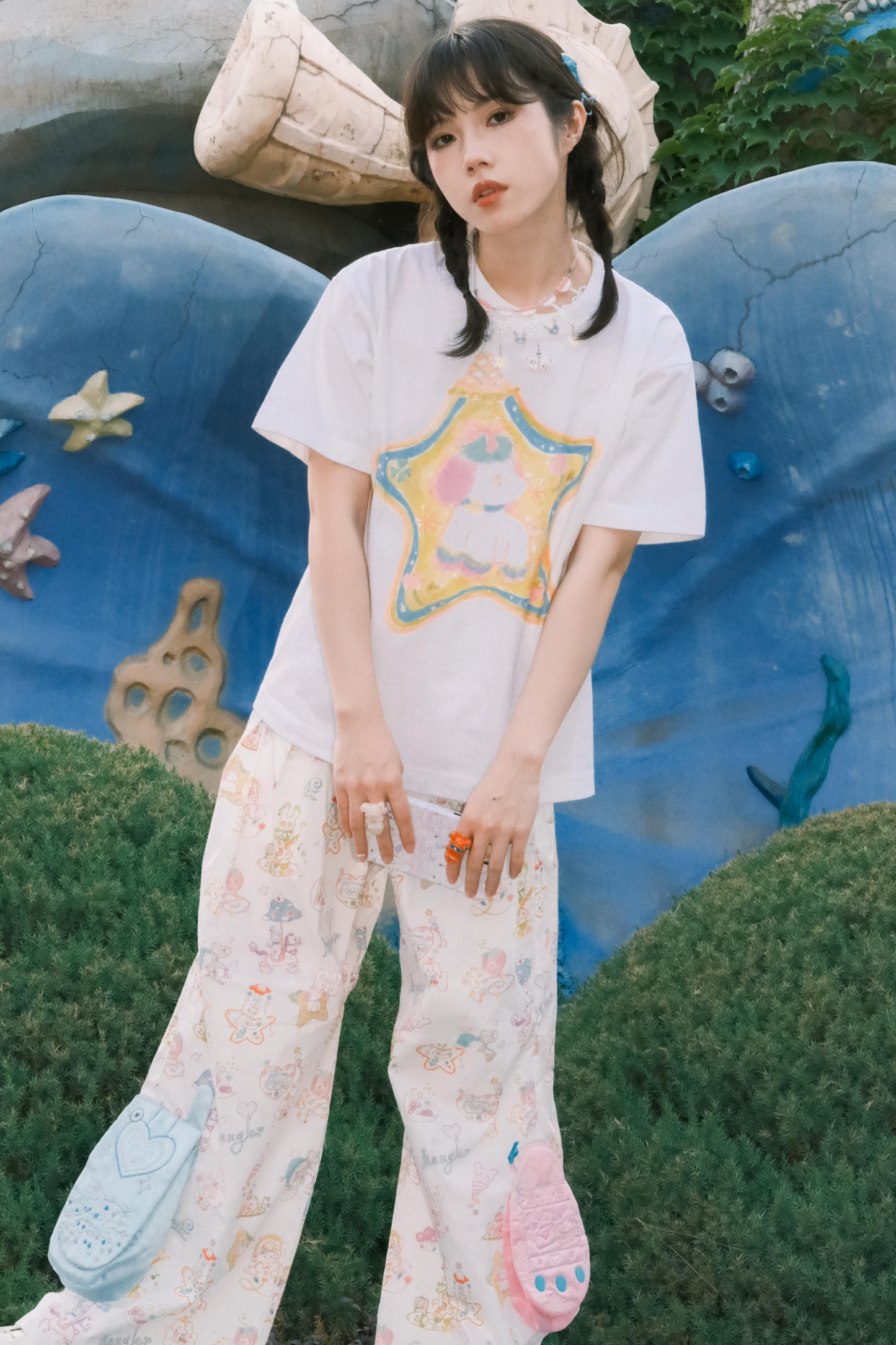 T-Shirt Love mit Sternen-Print