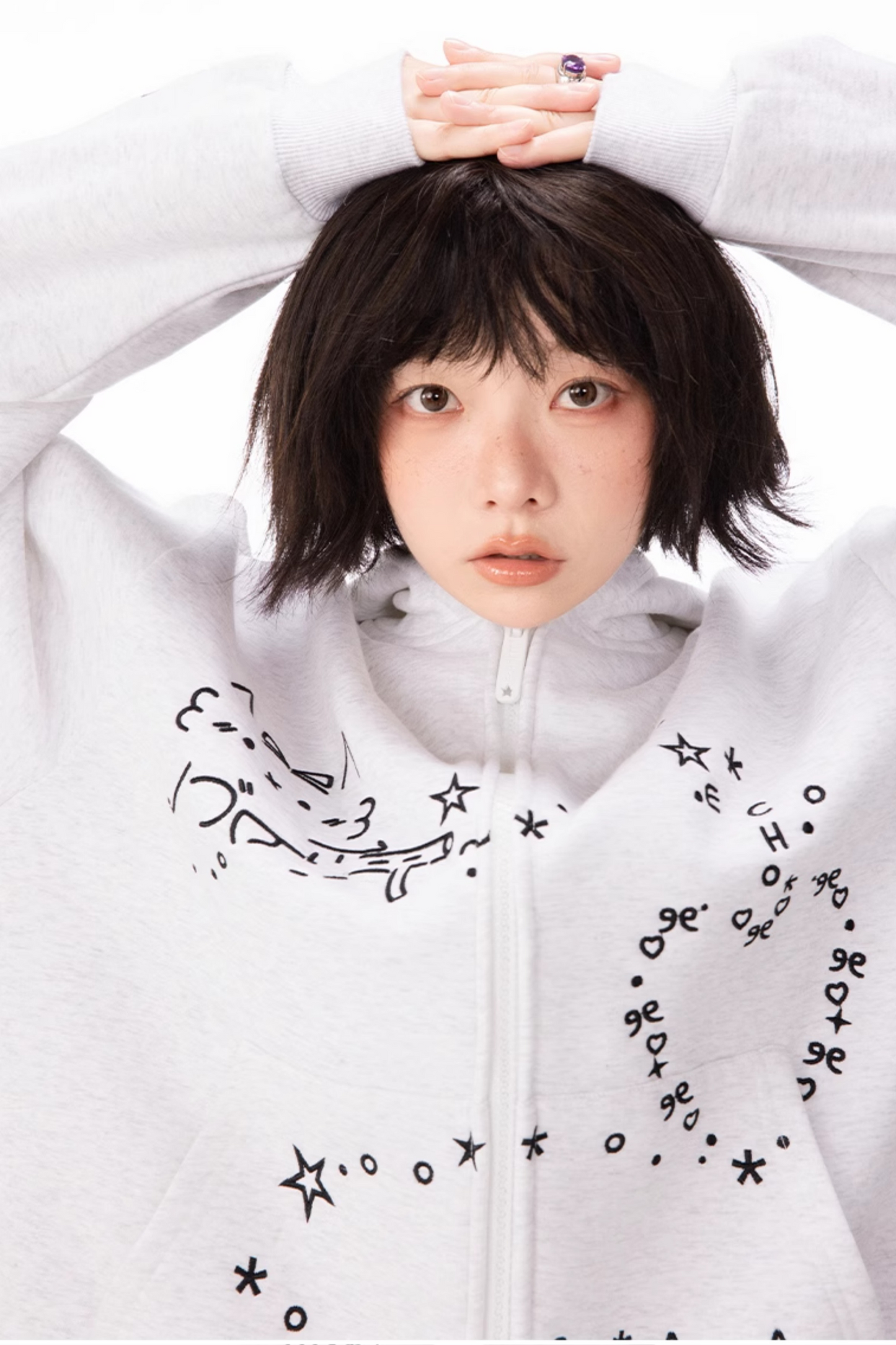 Computer Leg + Straight Hooded Sweatpants Boa Hoodie
