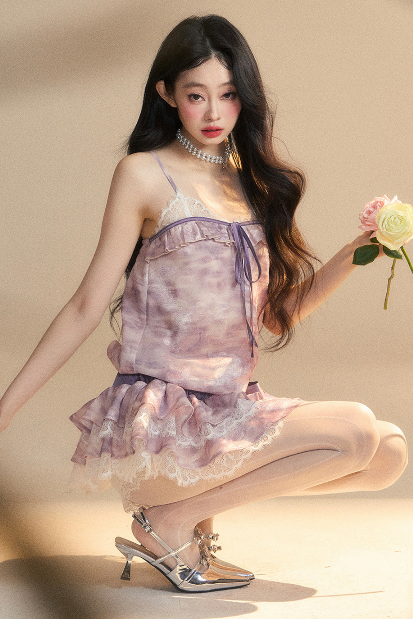 Purple French Breeze Halter Dress