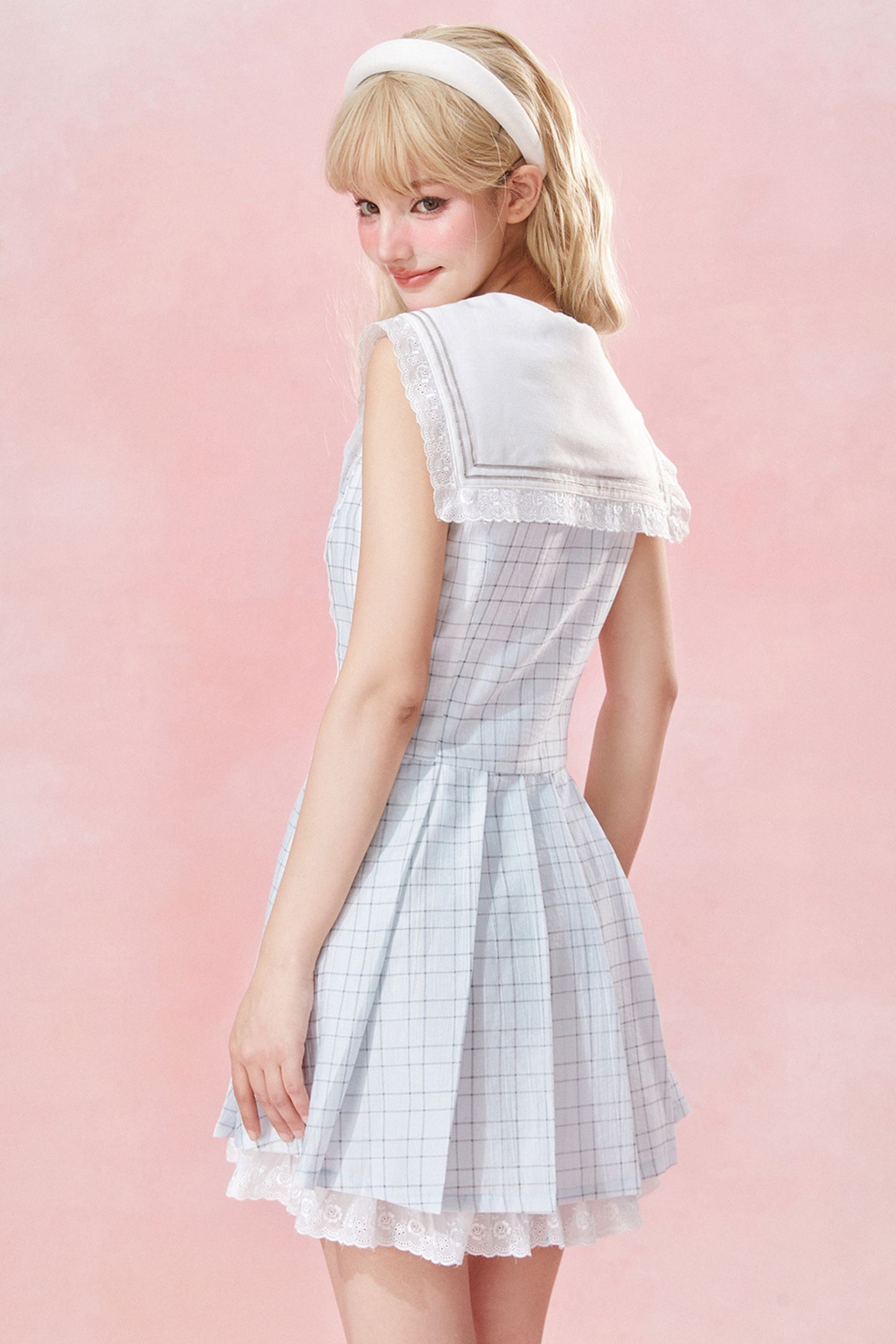 Nautical Dress Sleeveless Chic Check