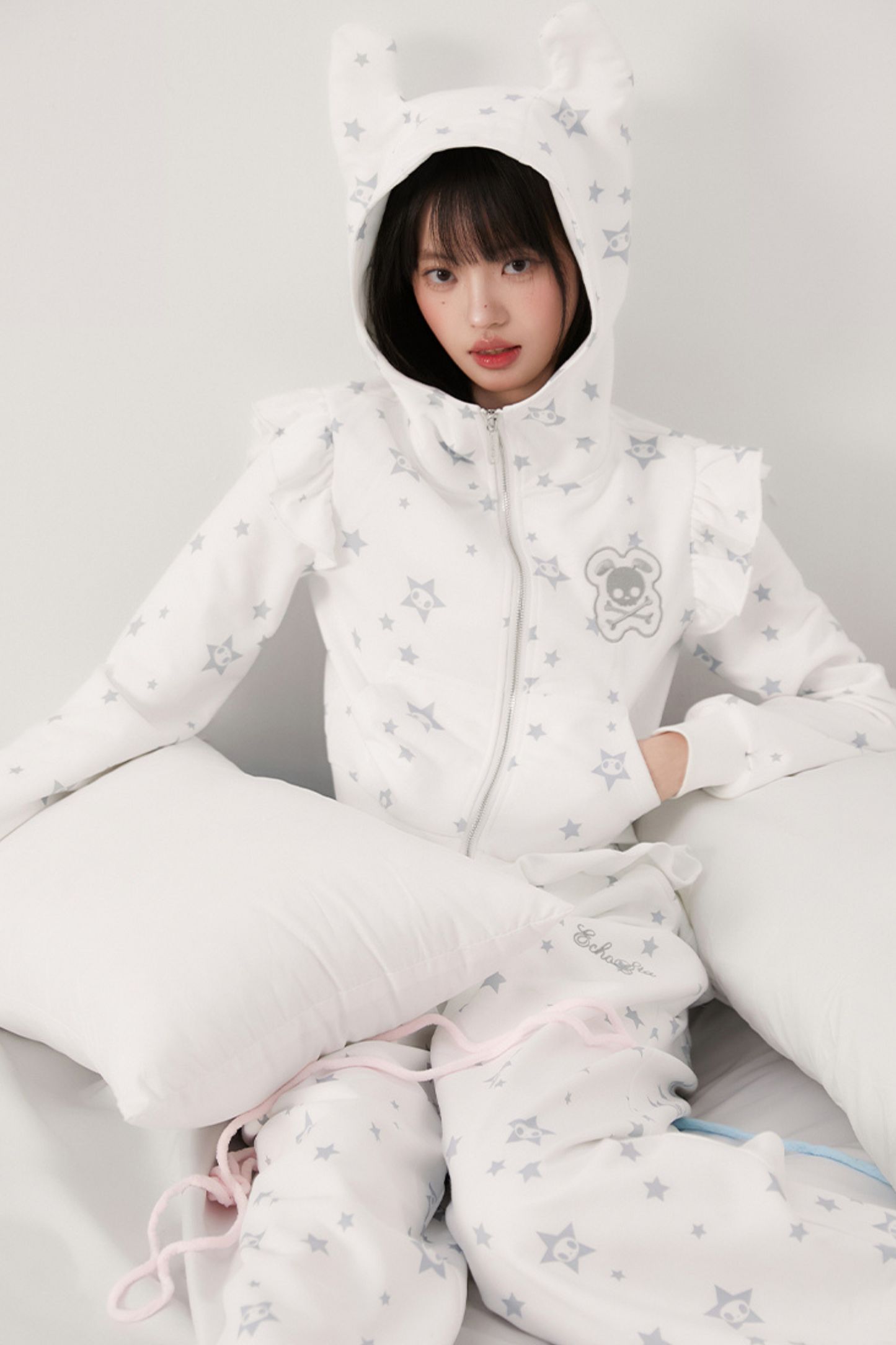 Hoodie Animal Ruffle Pants Loose Ear Hooded +