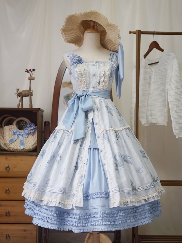 Blue Elastic Waist Tea Length Lolita Underskirt