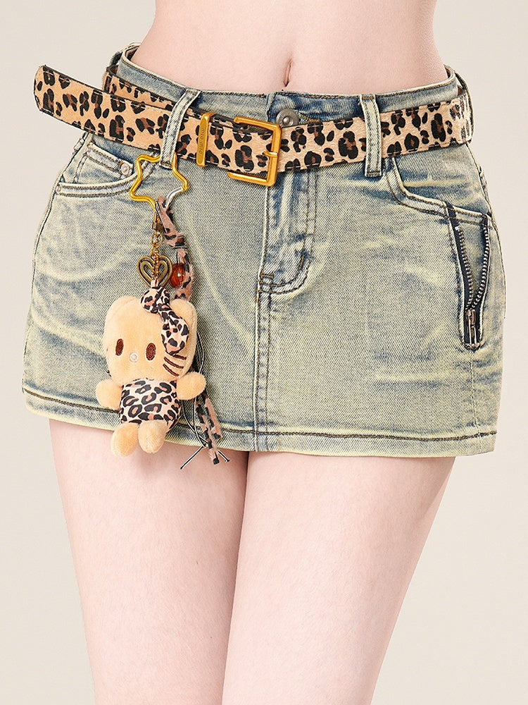 Glamorous Charm Leopard mit Taillengürtel Gelbes Muster Gyaru Fashion Kitty