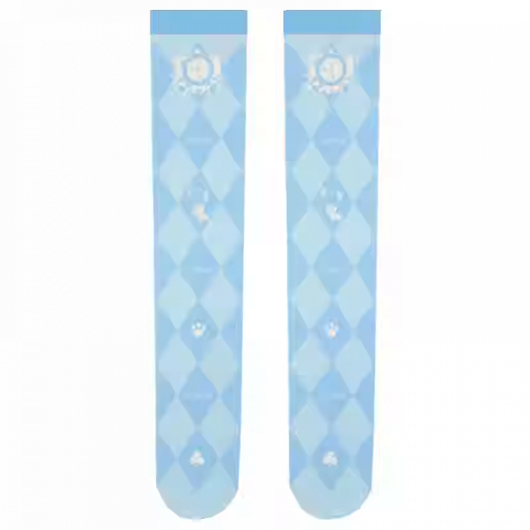 Alice in Wonderland Vibes Blue Diamond Pattern Over Knee Stockings