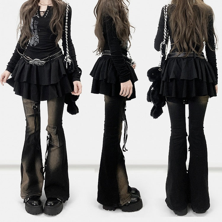 Dress Black Y2K Print Design